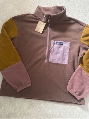 Patagonia Brown & Pink Colorblock Synchilla Pullover!